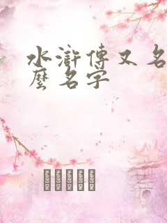 水浒传又名叫什么名字
