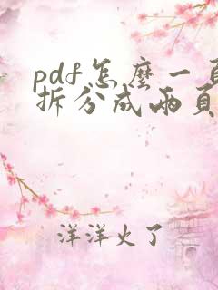 pdf怎么一页拆分成两页