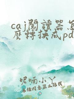 caj阅读器怎么转换成pdf
