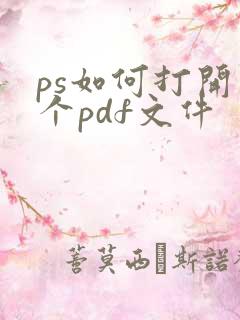 ps如何打开整个pdf文件