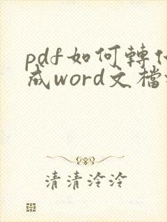 pdf如何转化成word文档格式