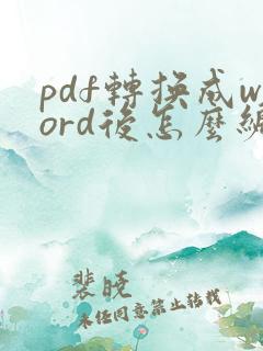 pdf转换成word后怎么编辑文档