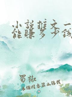 小说推文一个月能赚多少钱
