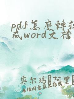 pdf怎么转换成word文档可编辑
