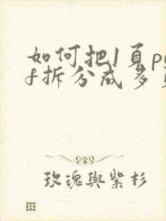 如何把1页pdf拆分成多页的