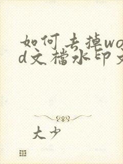 如何去掉word文档水印文字