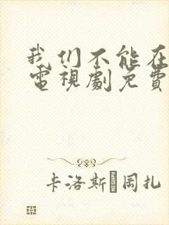 我们不能在一起电视剧免费观看全集