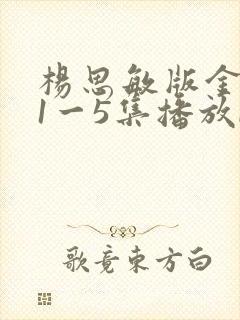 杨思敏版金梅瓶1一5集播放bt