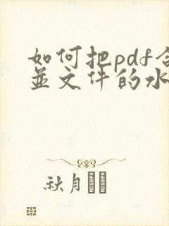 如何把pdf合并文件的水印去除