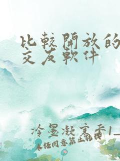 比较开放的聊天交友软件