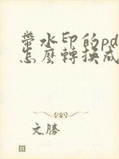 带水印的pdf怎么转换成word