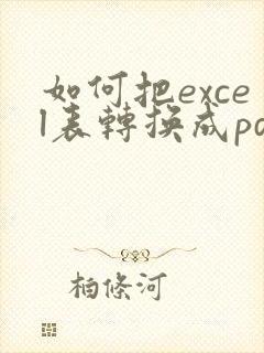 如何把excel表转换成pdf格式
