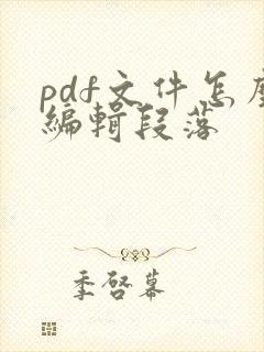 pdf文件怎么编辑段落