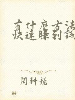 有什么方法可以快速赚到钱