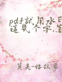 pdf试用水印这几个字,怎么去除