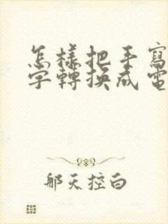 怎样把手写的文字转换成电子版的