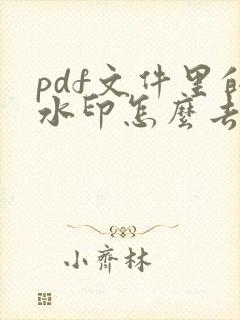 pdf文件里的水印怎么去掉