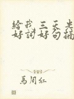 给我三天光明的好词好句摘抄
