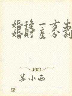 婚后一方出轨离婚财产分割