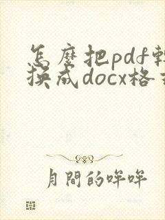 怎么把pdf转换成docx格式