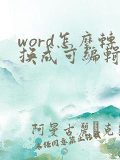 word怎么转换成可编辑的pdf