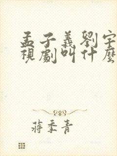 孟子义刘宇宁电视剧叫什么
