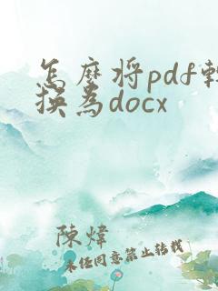 怎么将pdf转换为docx