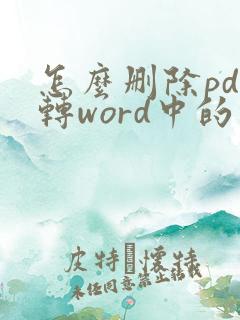 怎么删除pdf转word中的空白页
