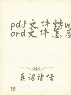pdf文件转word文件怎么转