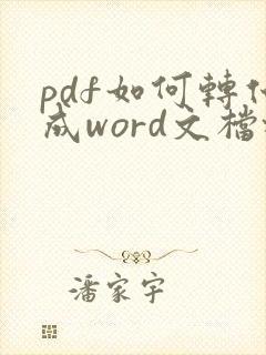 pdf如何转化成word文档格式