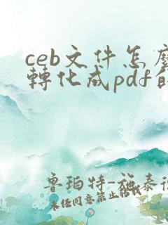 ceb文件怎么转化成pdf的软件