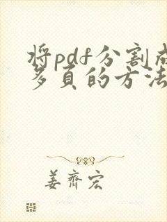 将pdf分割成多页的方法