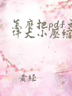 怎么把pdf文件大小压缩变小