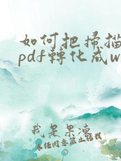 如何把扫描版的pdf转化成word文档