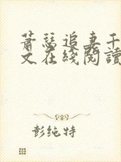 萧瑟追妻千落续文在线阅读
