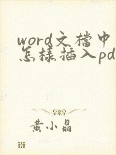 word文档中怎样插入pdf文件