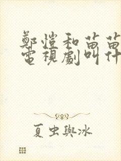 郑恺和苗苗演的电视剧叫什么名字