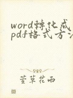word转化成pdf格式方法