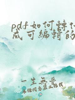 pdf如何转化成可编辑的word文档