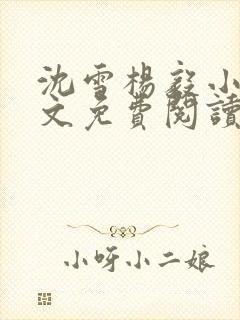 沈雪杨毅小说全文免费阅读