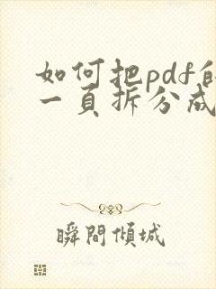 如何把pdf的一页拆分成两页