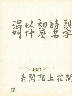 温以初时烈小说叫什么名字啊