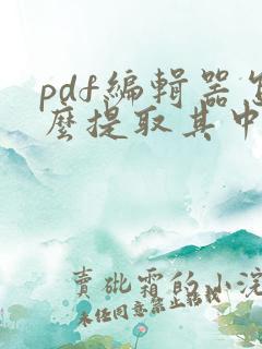 pdf编辑器怎么提取其中几页
