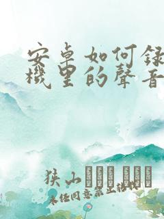 安卓如何录音手机里的声音