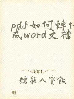 pdf如何转化成word文档