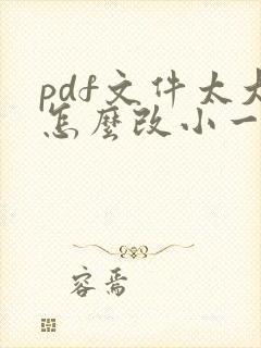 pdf文件太大怎么改小一点