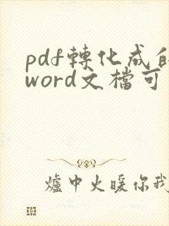 pdf转化成的word文档可以对其进行编辑吗