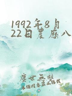 1992年8月22日农历八字怎么样