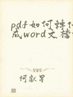 pdf如何转化成word文档格式
