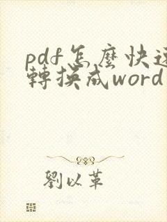 pdf怎么快速转换成word文档